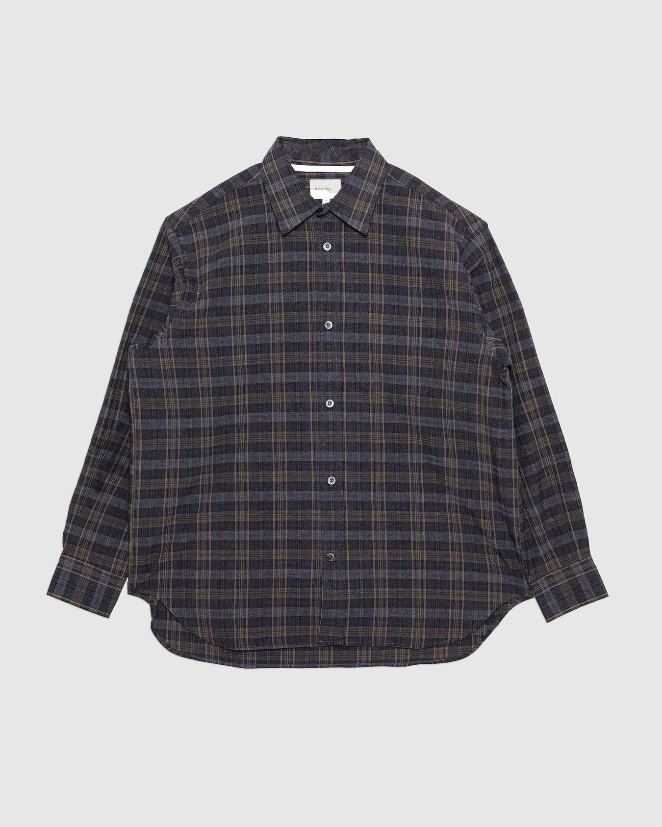Ole Oversized Wool Check Shirt Charcoal Grey