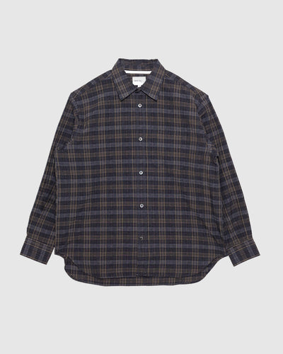 Ole Oversized Wool Check Shirt Charcoal Grey