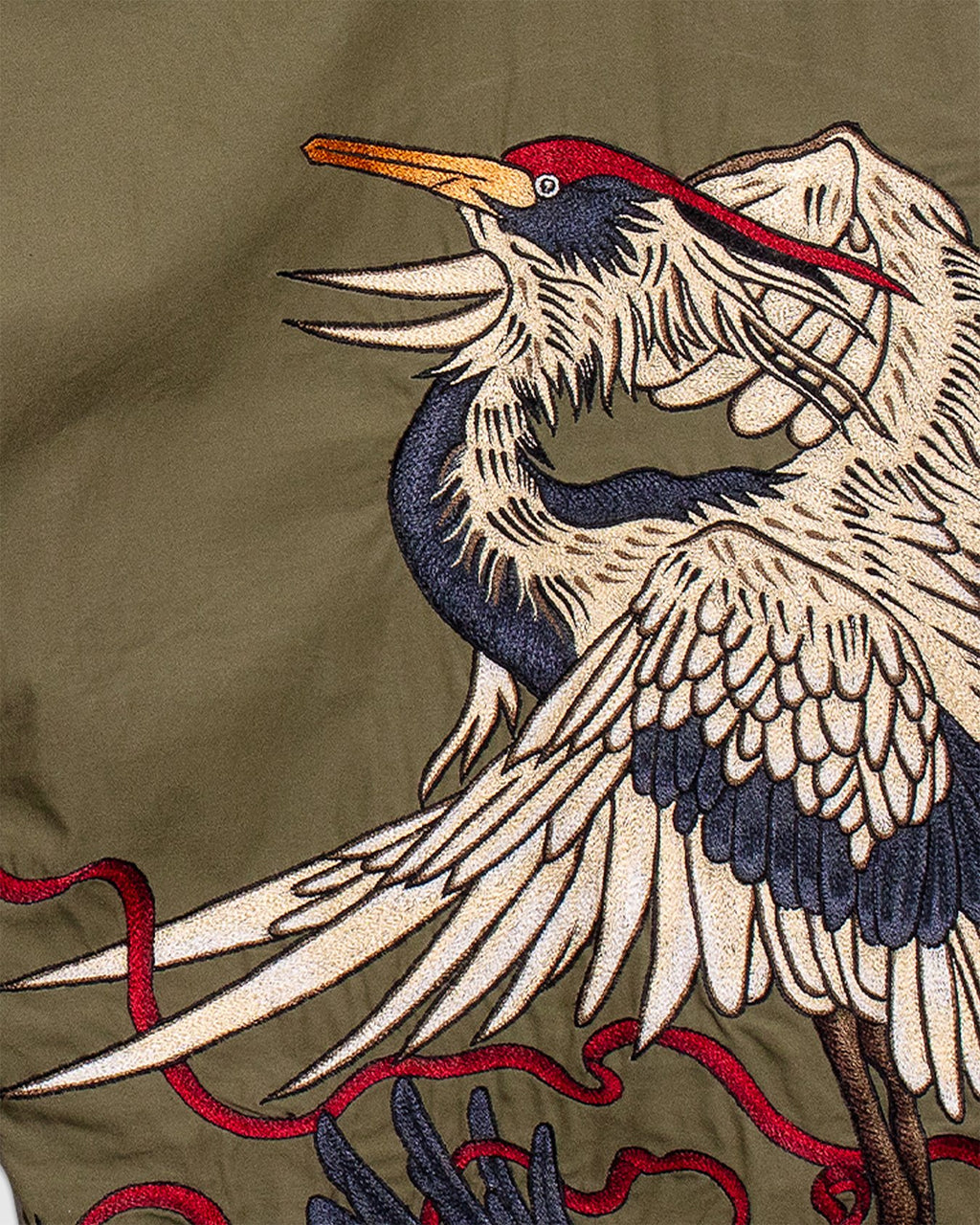 Crow and Heron Embroidery Loose Snopants - Olive