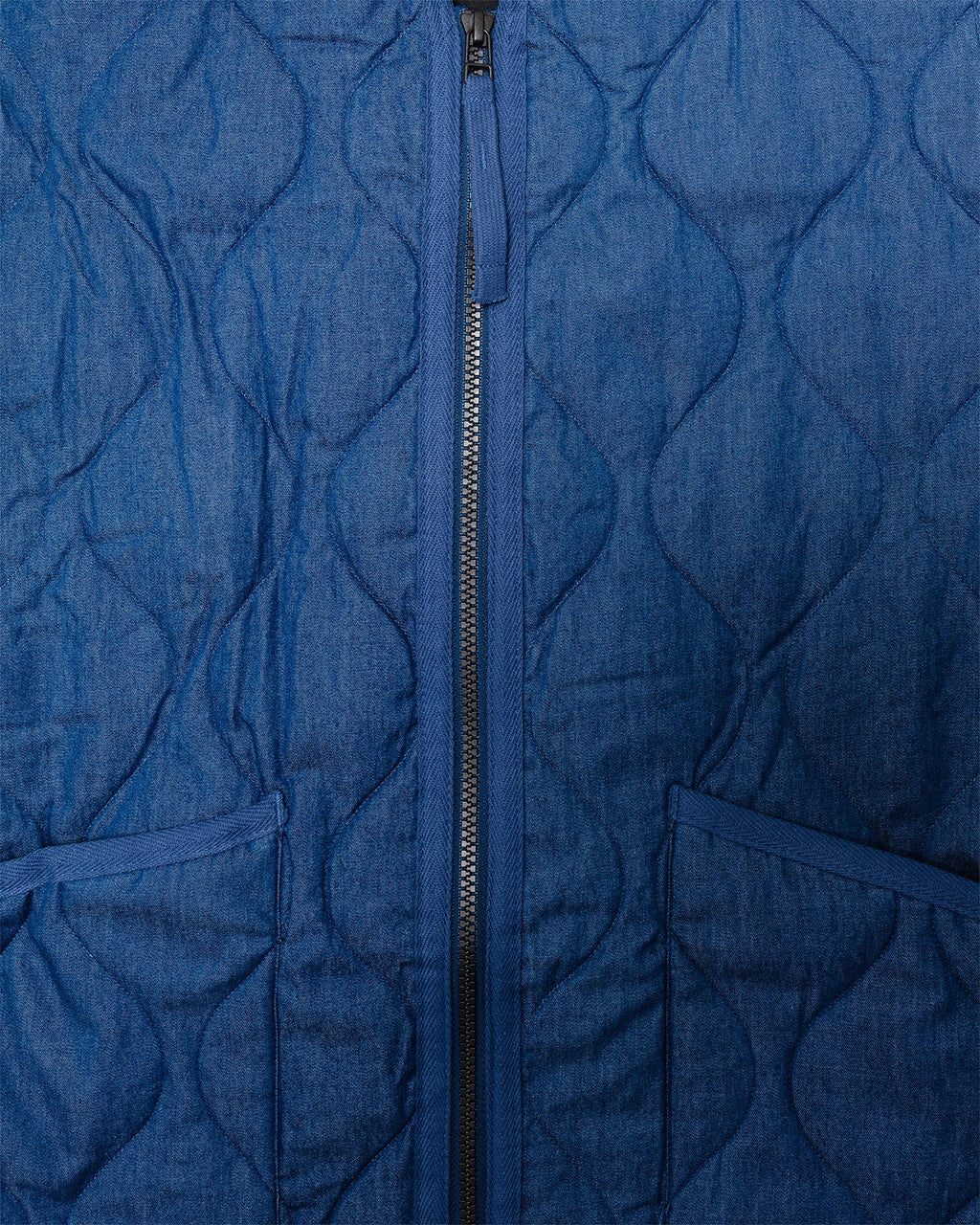 Military W-Zip V Neck Down Vest Indigo Denim