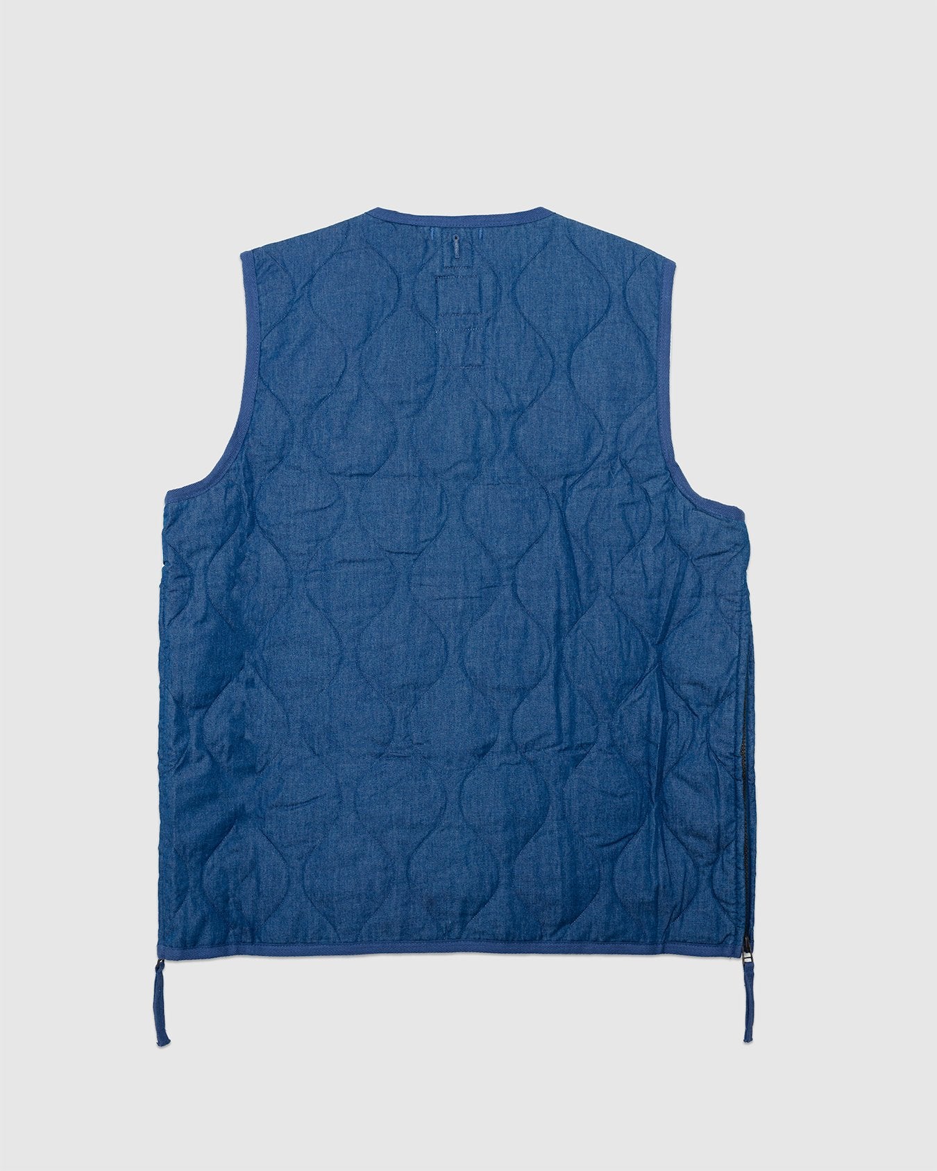 Military W-Zip V Neck Down Vest Indigo Denim