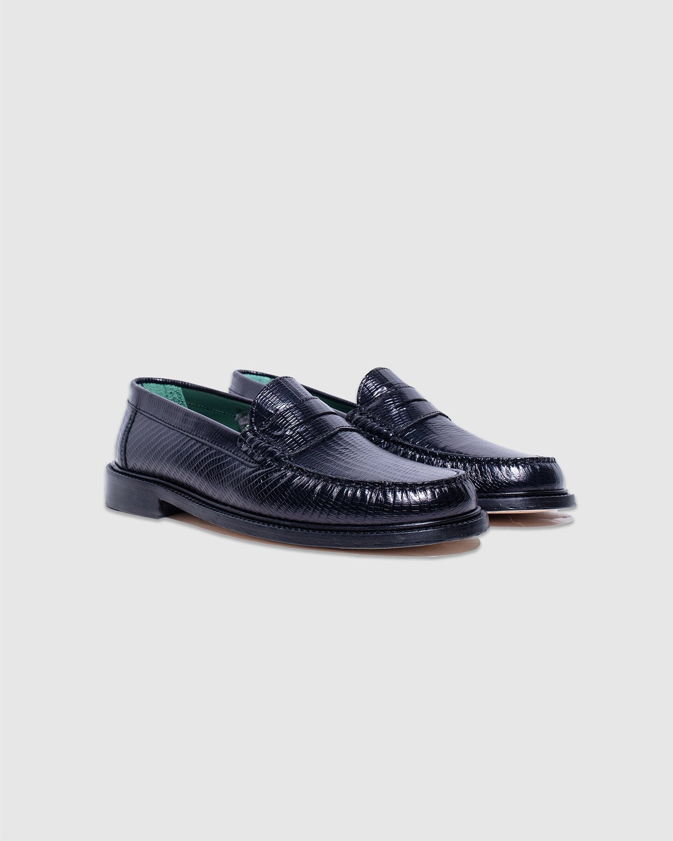 Yardee Mocassin Loafer Black Lizzard Pattern