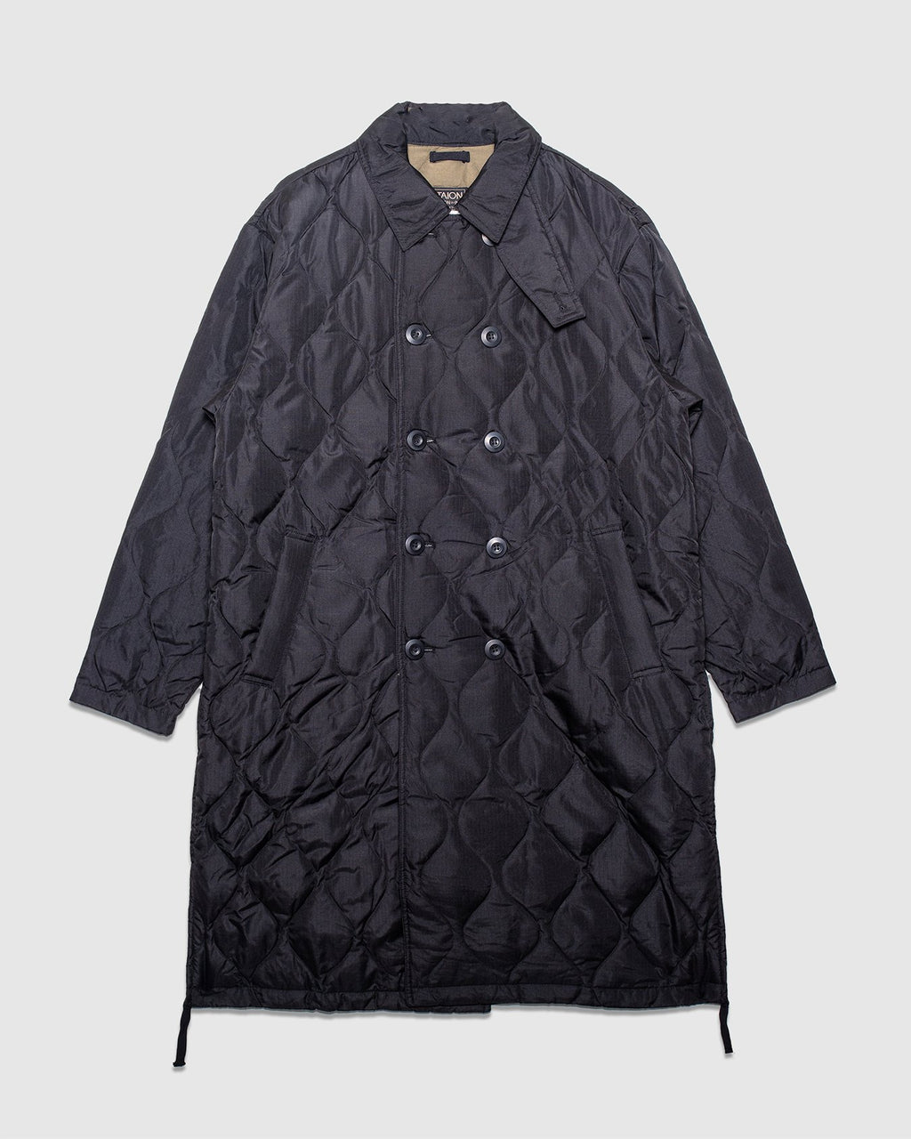 Military Breasted Long Down Coat - Black