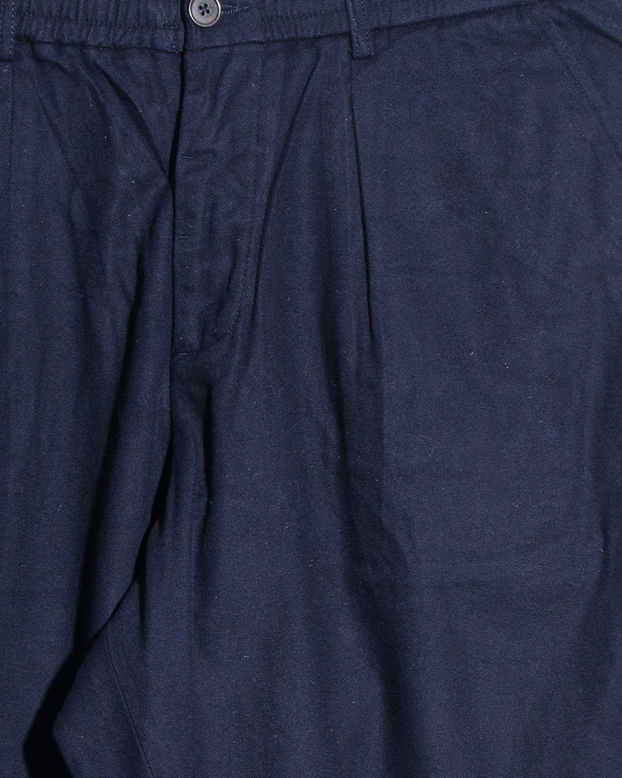 Pleated Track Pant in Brushed Moleskin - Navy