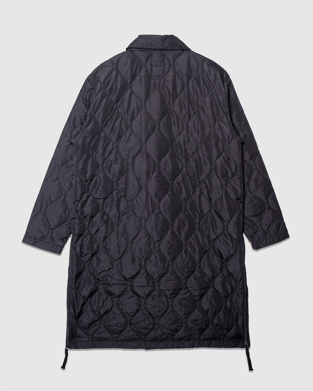 Military Breasted Long Down Coat - Black