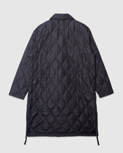 Military Breasted Long Down Coat - Black