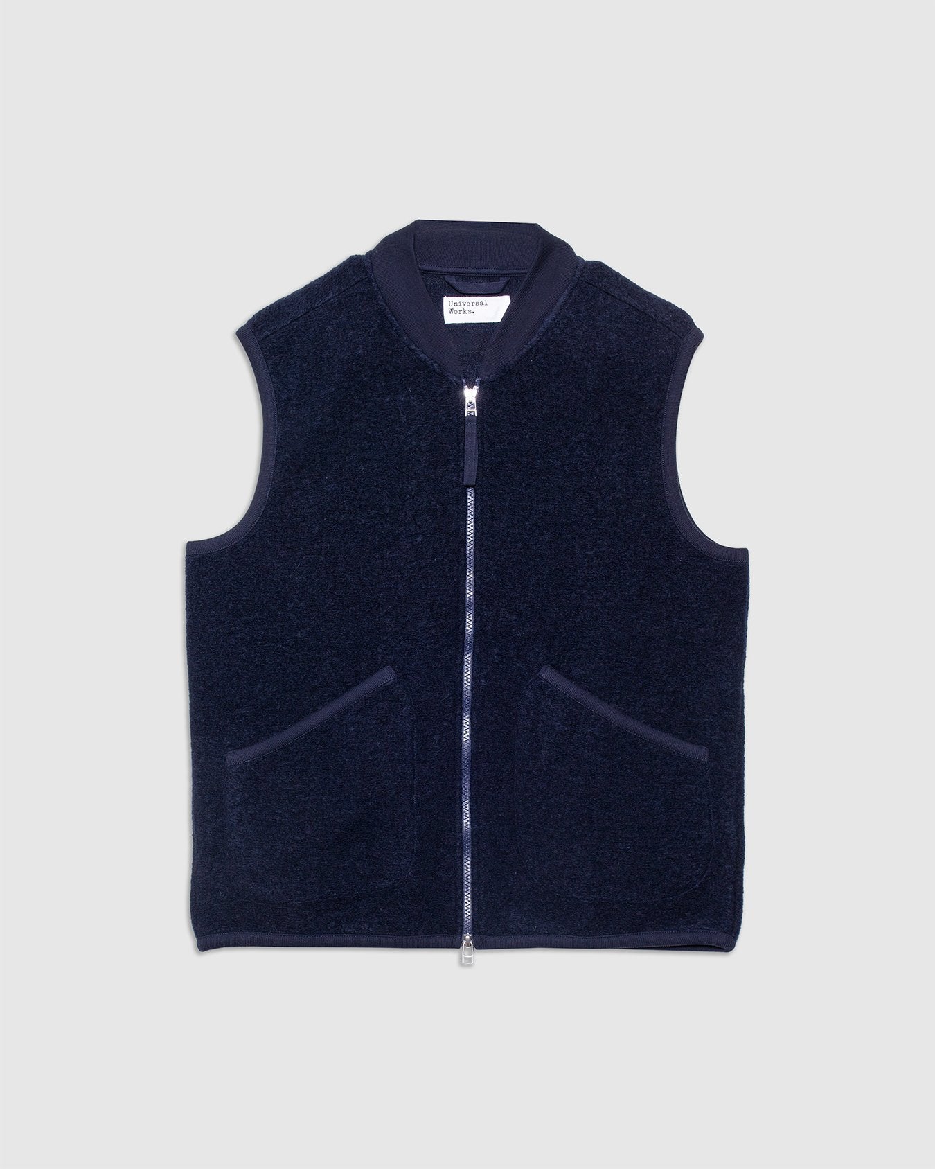 Zip Waistcoat Navy Wool Fleece