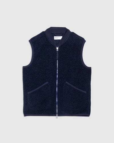 Zip Waistcoat Navy Wool Fleece