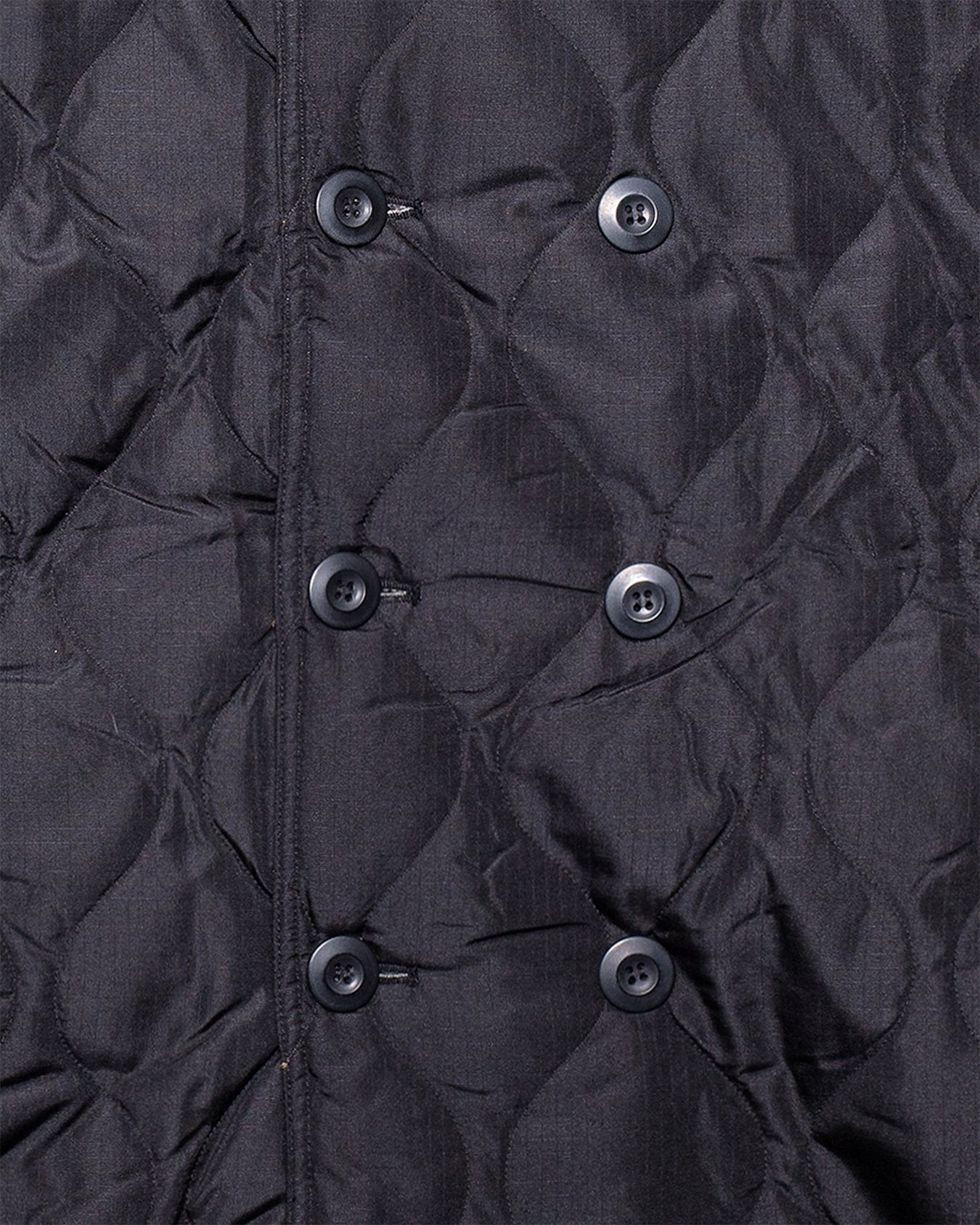 Military Breasted Long Down Coat - Black