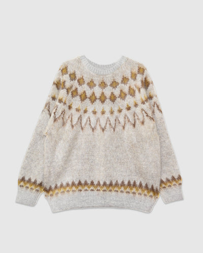 Mohair Crew Neck Sweater Nordic Skull Ice Grey