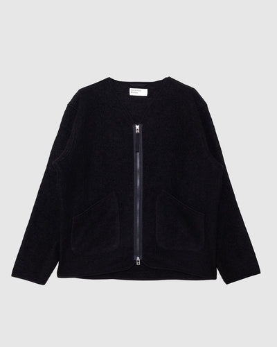 Zip Liner Jacket Black Wool Fleece