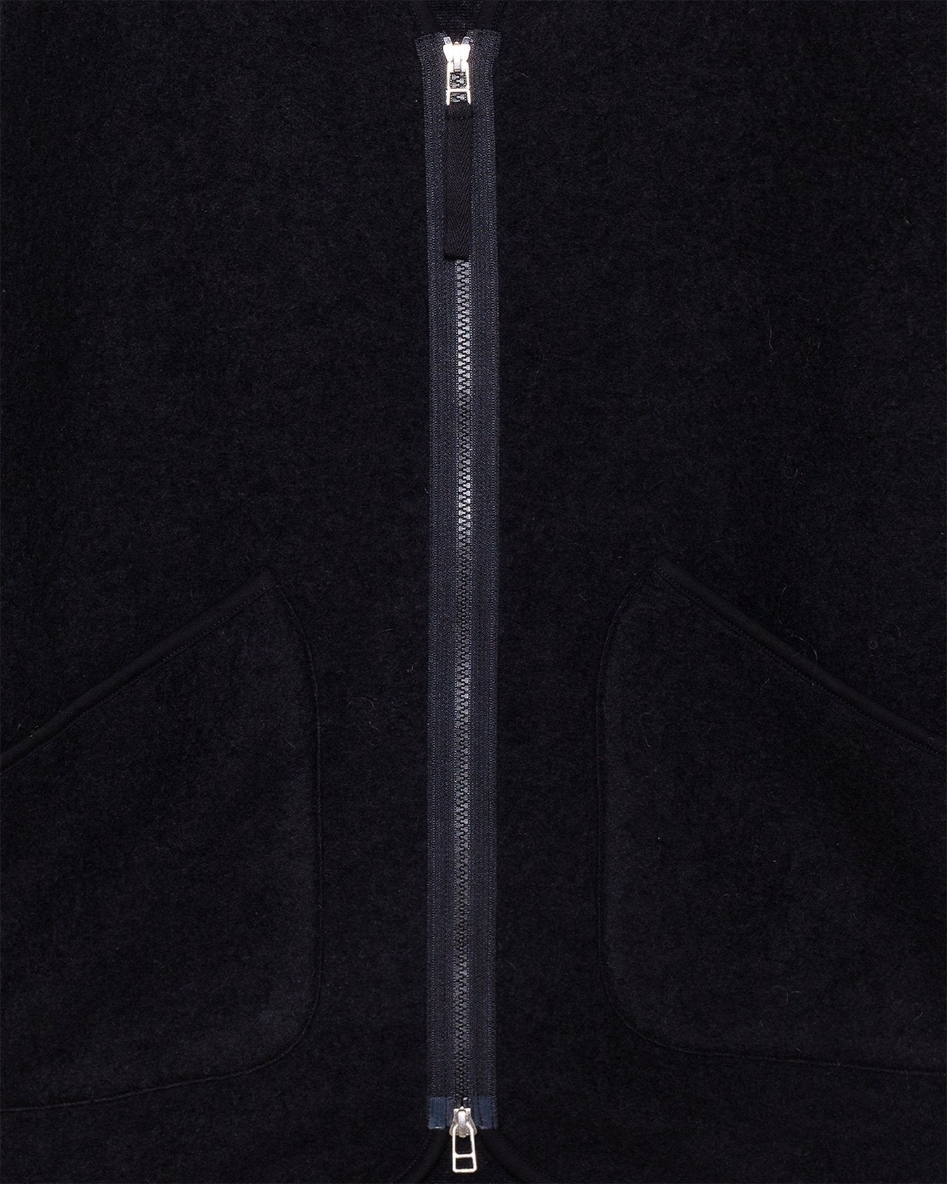 Zip Liner Jacket Black Wool Fleece