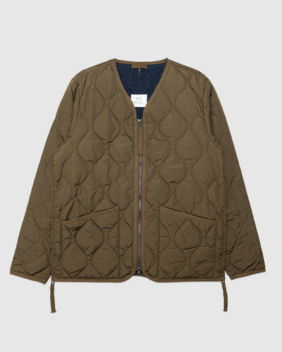 Military W-Zip V Neck Down Jacket Dark Olive