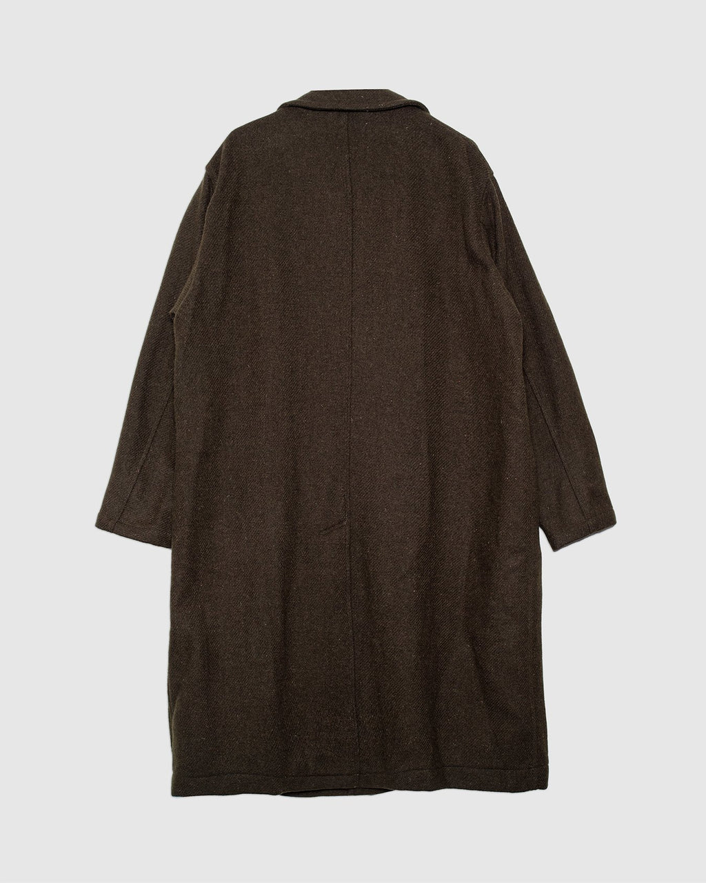 Harris Tweed Ulster Collar Long Coat - Olive