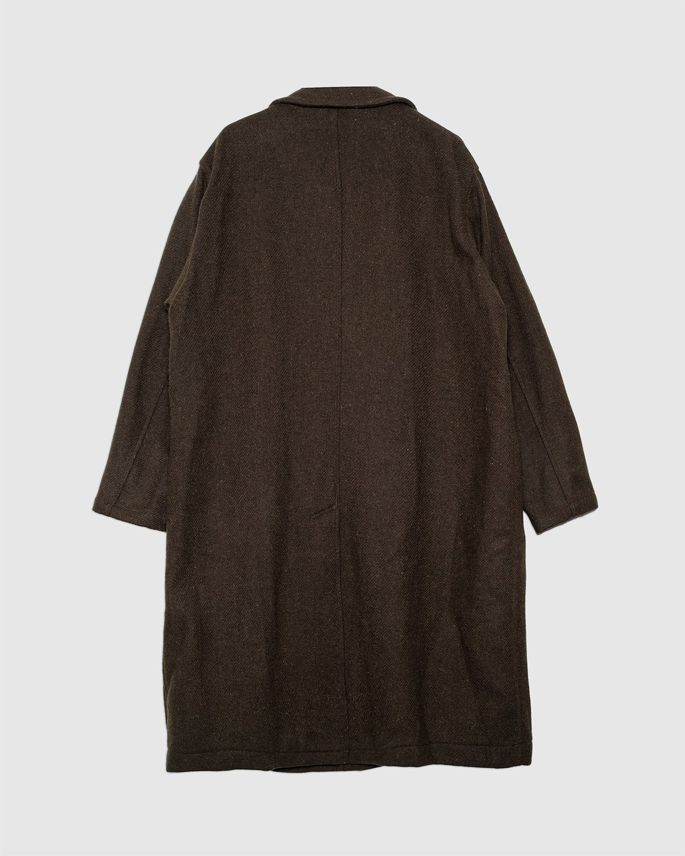 Harris Tweed Ulster Collar Long Coat - Olive