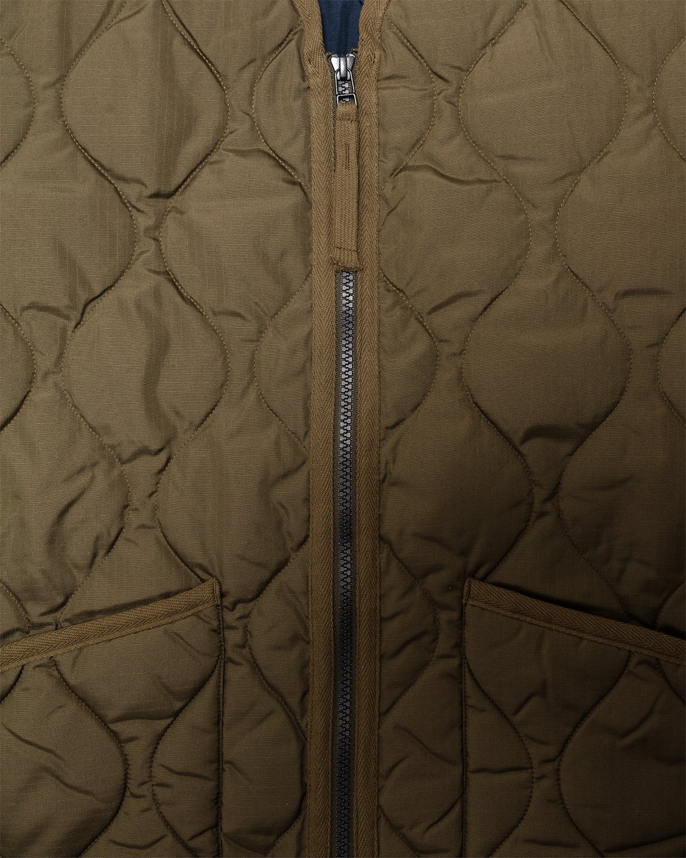 Military W-Zip V Neck Down Jacket Dark Olive