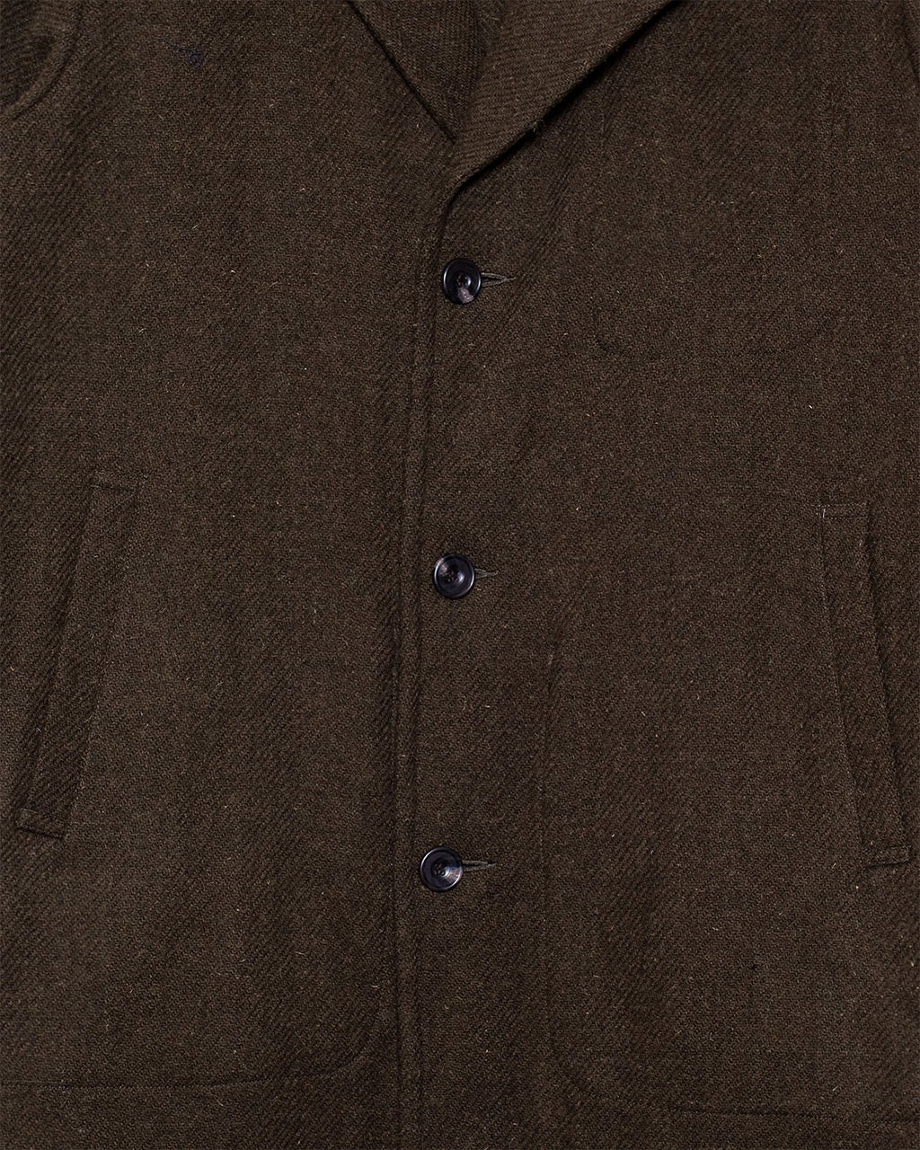 Harris Tweed Ulster Collar Long Coat - Olive
