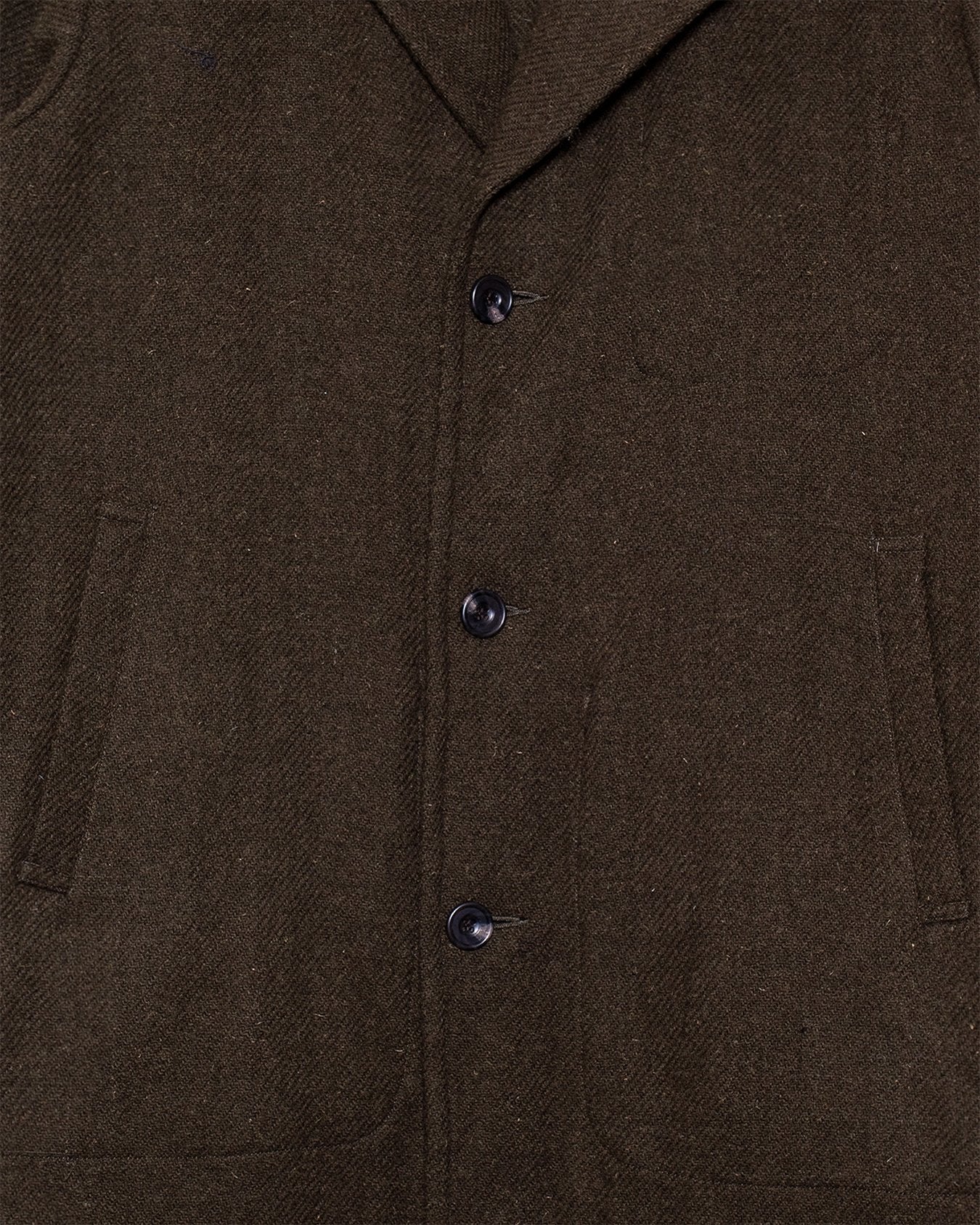 Harris Tweed Ulster Collar Long Coat - Olive