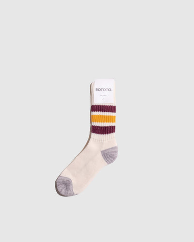 Coarse Ribbed Socks - Bordeaux/ Yellow