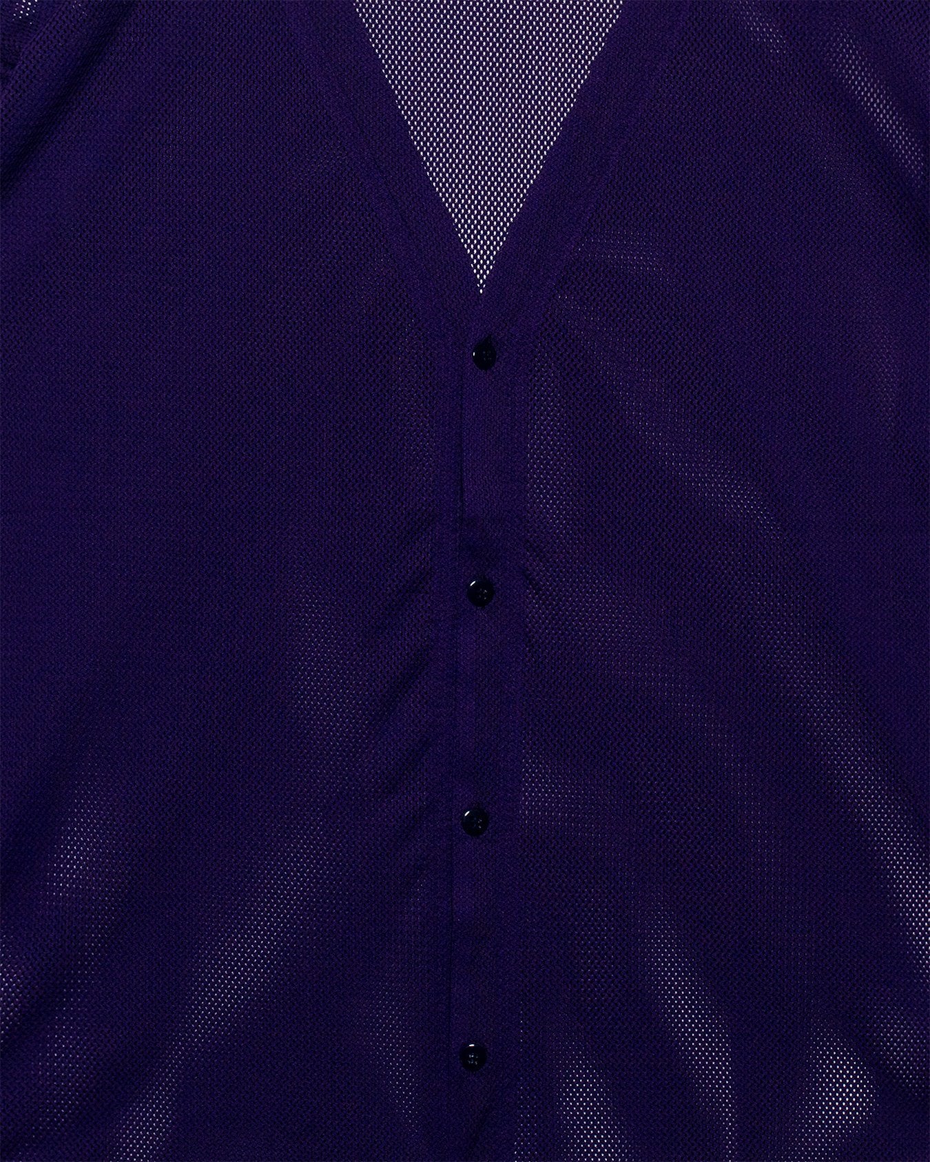 V-Neck Knit Mesh Cardigan - Purple