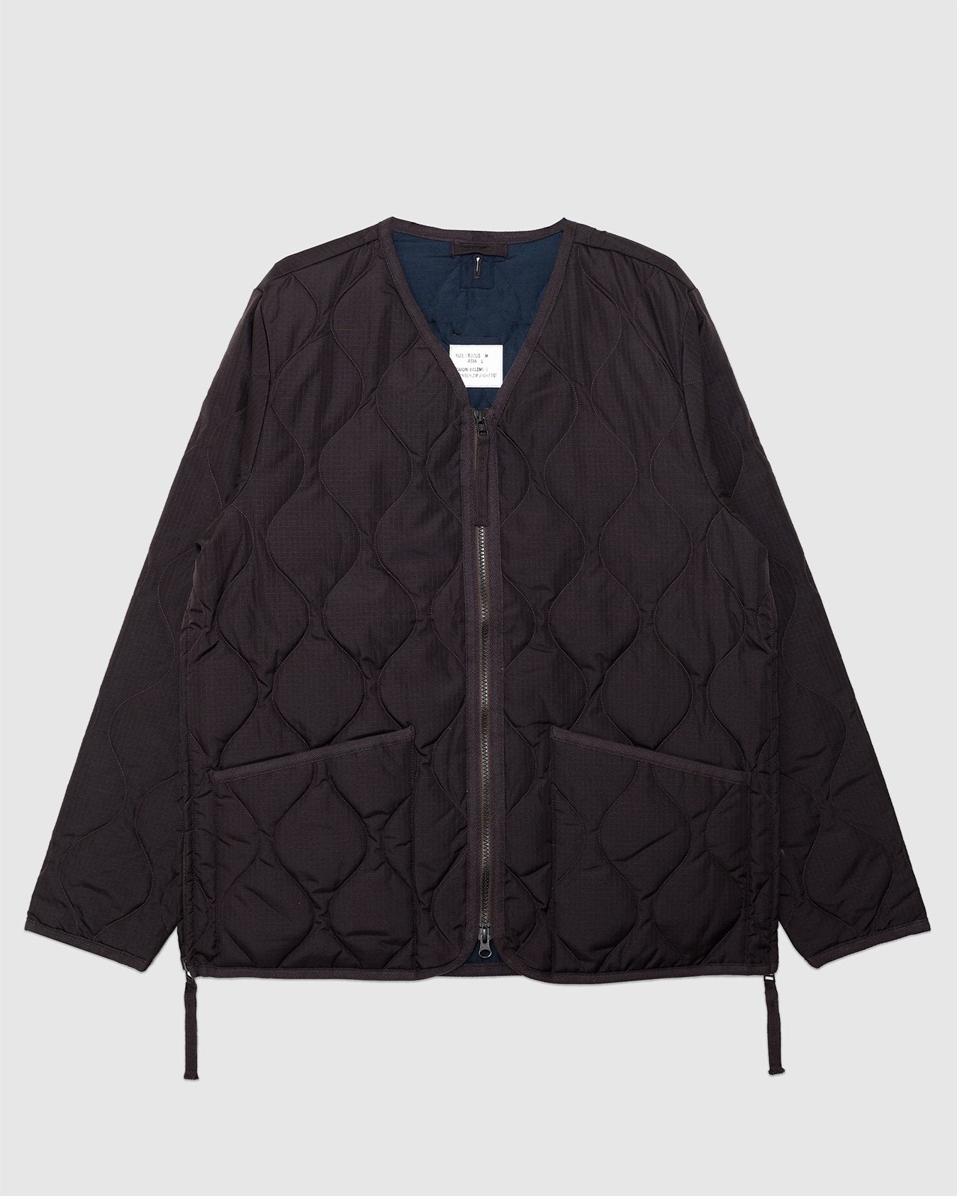 Military W-Zip V Neck Down Jacket Dark Chocolate