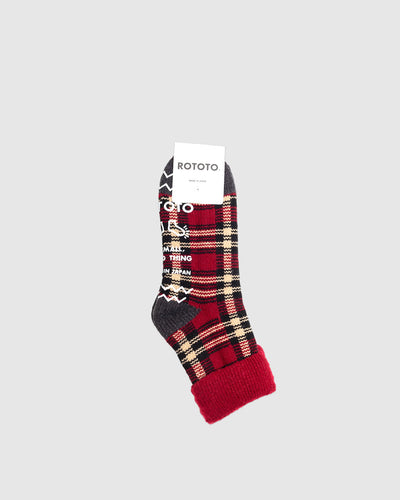 Comfy Room Socks "Check" D Red/Black