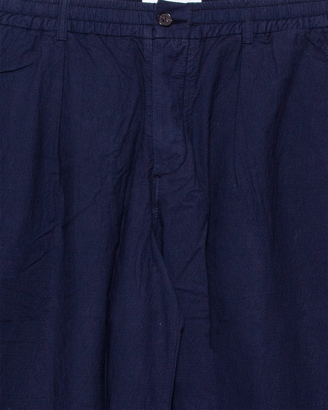 Pleated Track Pant in Seersucker ll - Navy