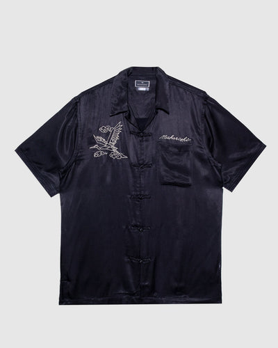 Year of the Crane Shirt Black Japanese Cupro Twill