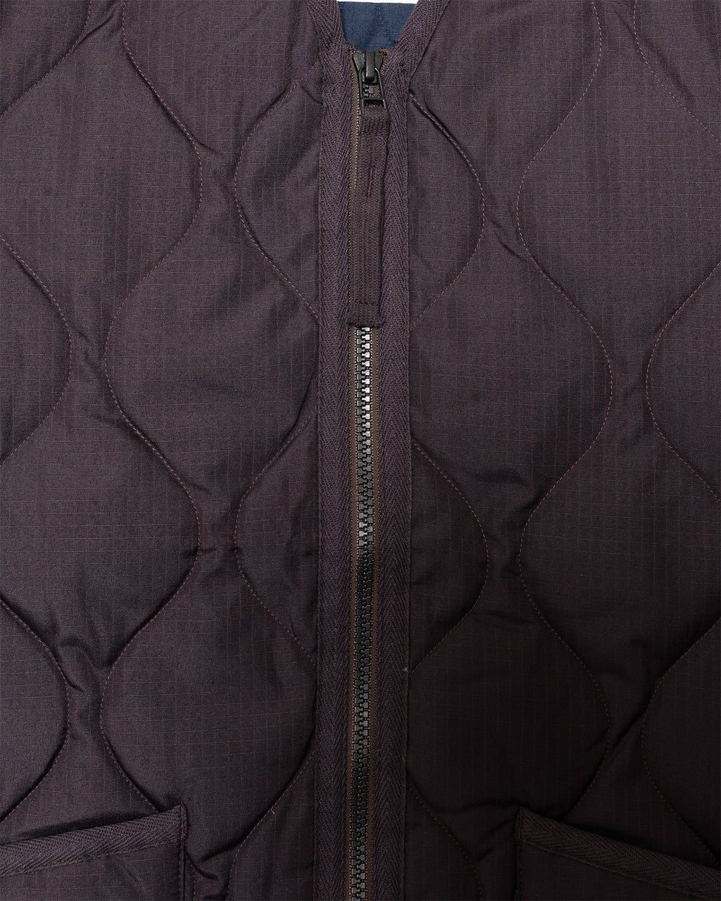 Military W-Zip V Neck Down Jacket Dark Chocolate