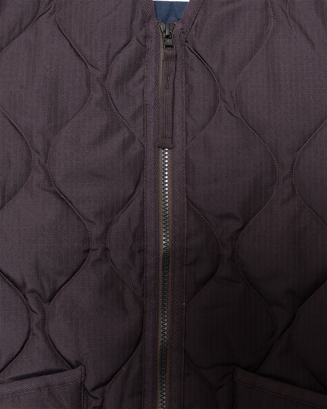 Military W-Zip V Neck Down Jacket Dark Chocolate