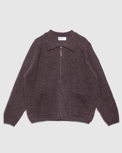 Zip Cardigan Brown Eco Wool