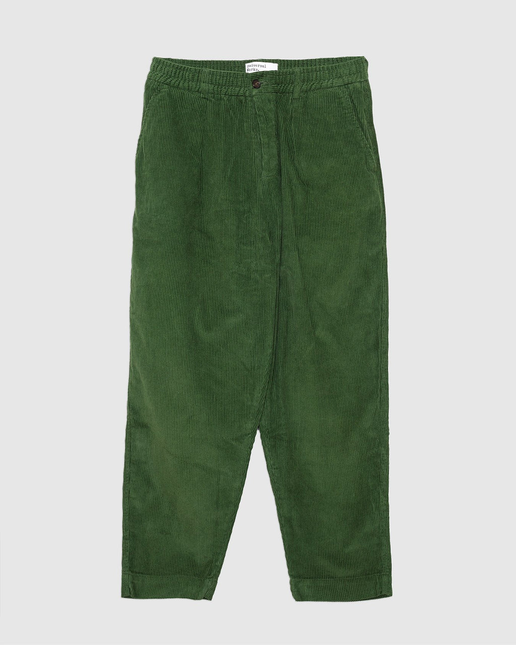 Pleated Track Pant Green Corduroy