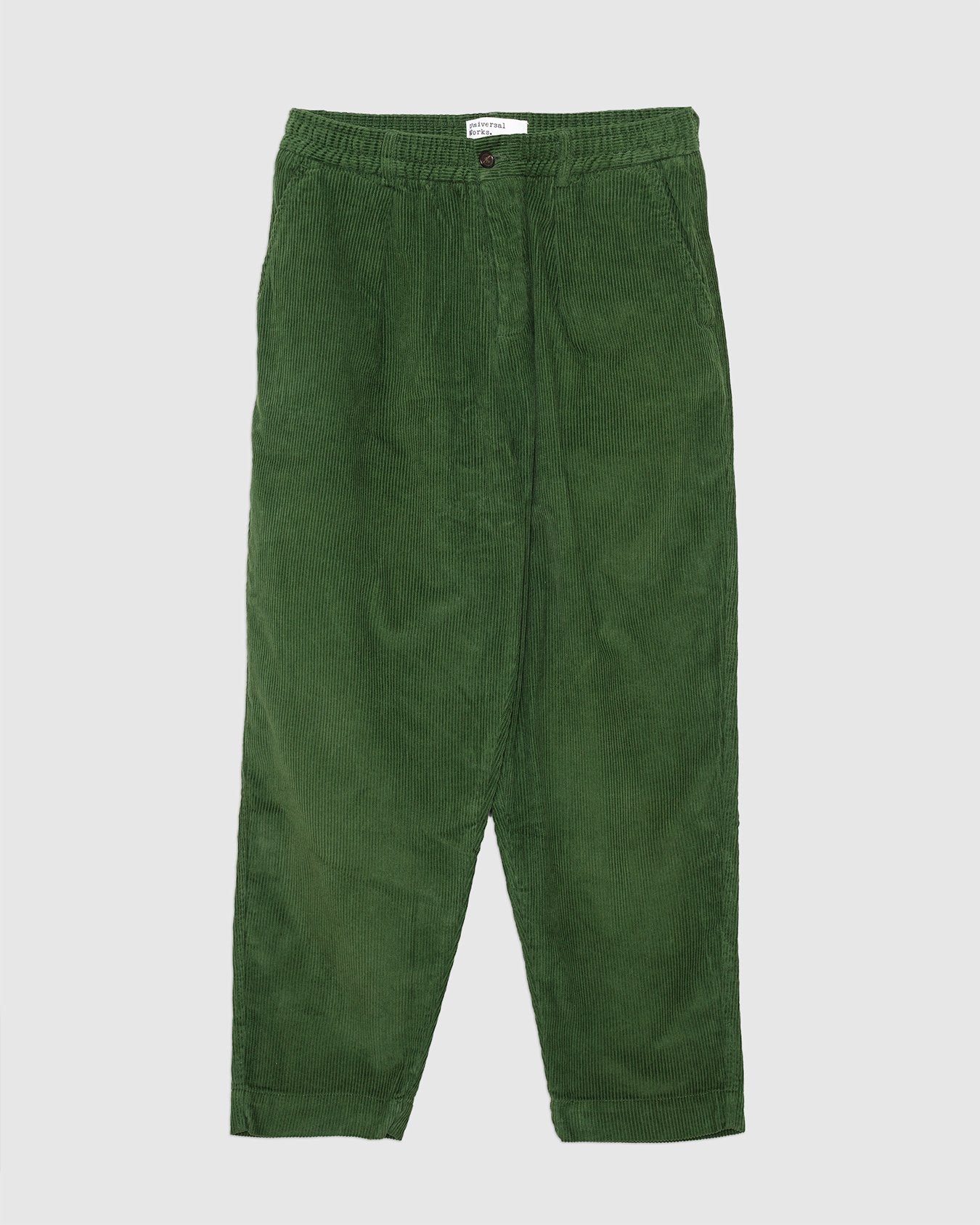 Pleated Track Pant Green Corduroy