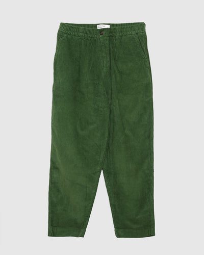 Pleated Track Pant Green Corduroy