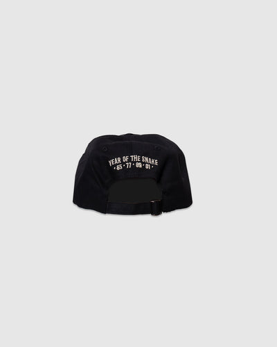 Year of the Snake Embroidery 6 Panel Cap -Black
