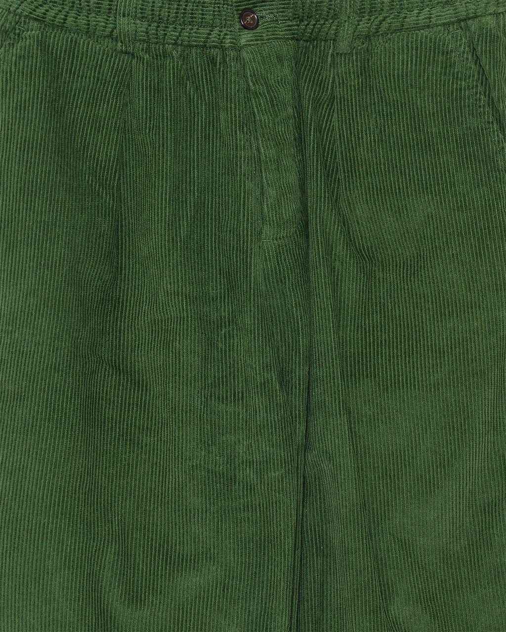 Pleated Track Pant Green Corduroy