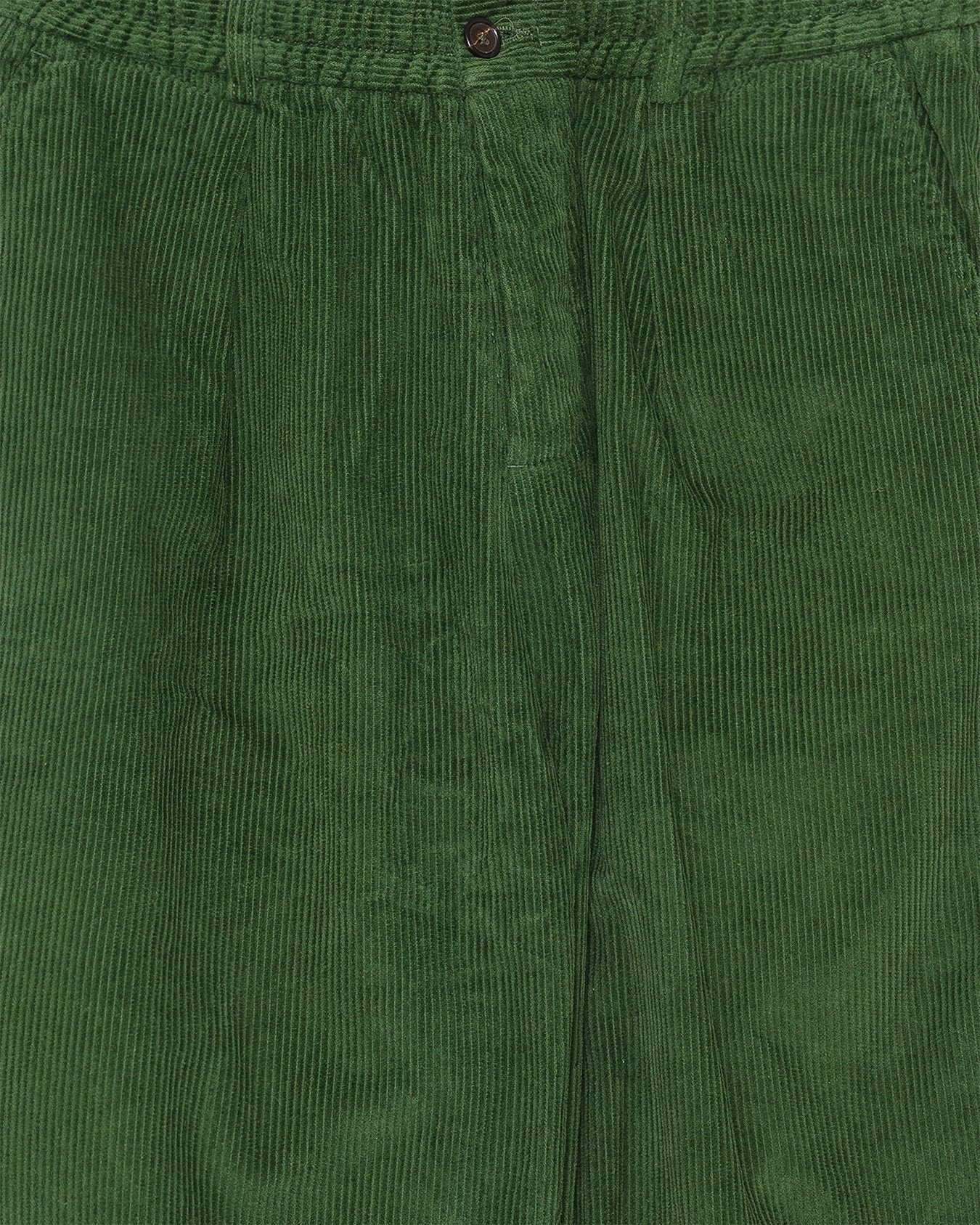 Pleated Track Pant Green Corduroy