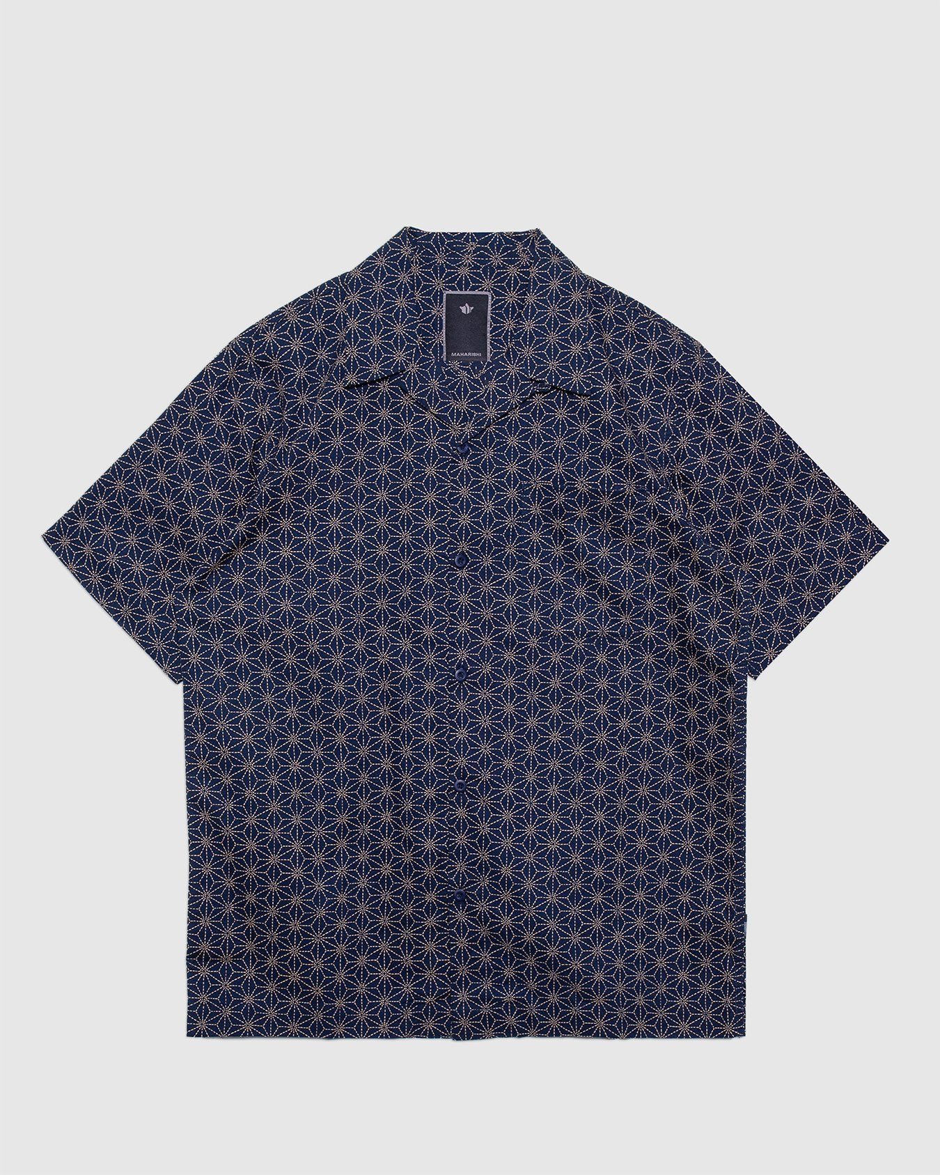 Wagara Navy Camp Collar Shirt
