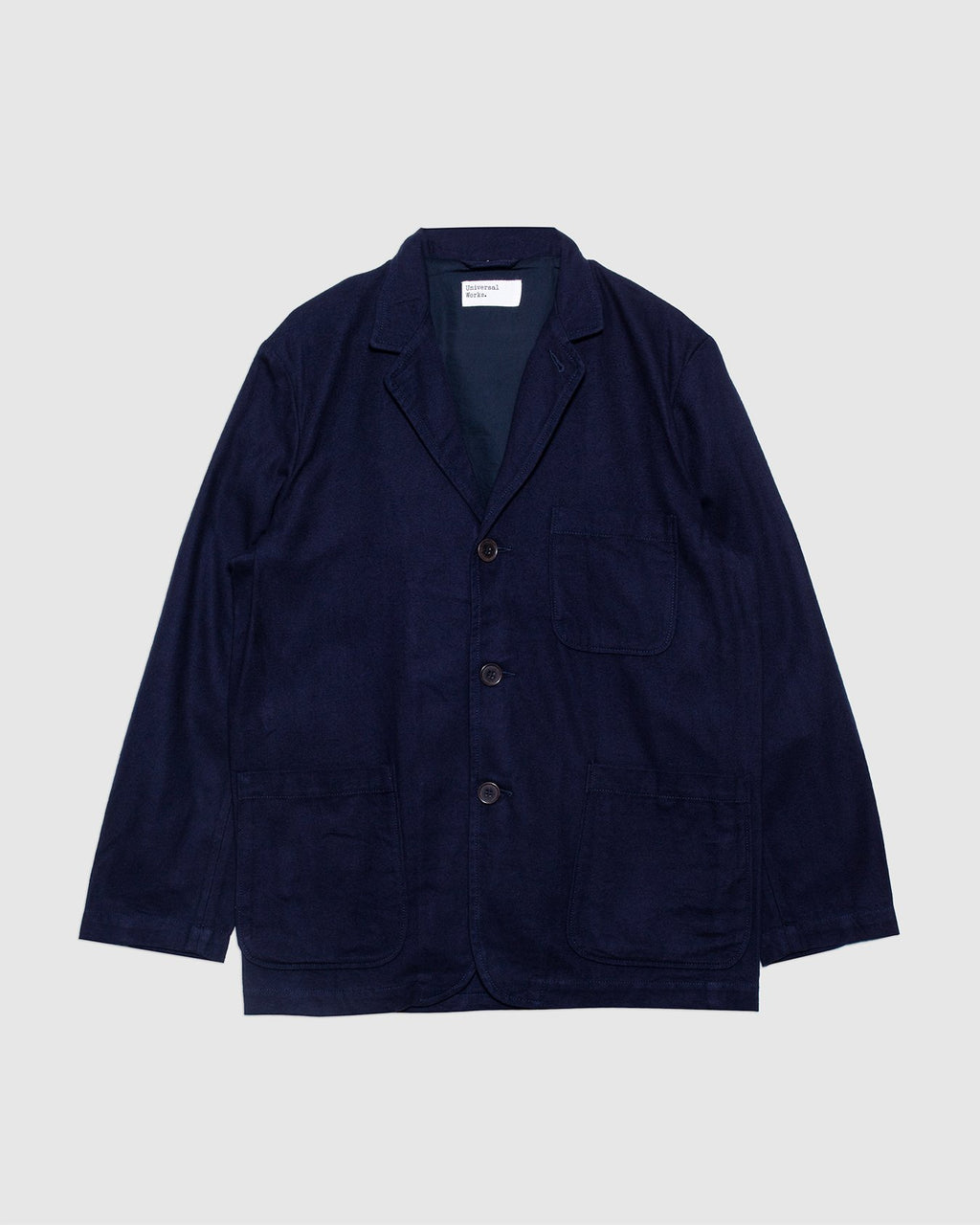 Three Button Jacket Navy Brushed Moleskin