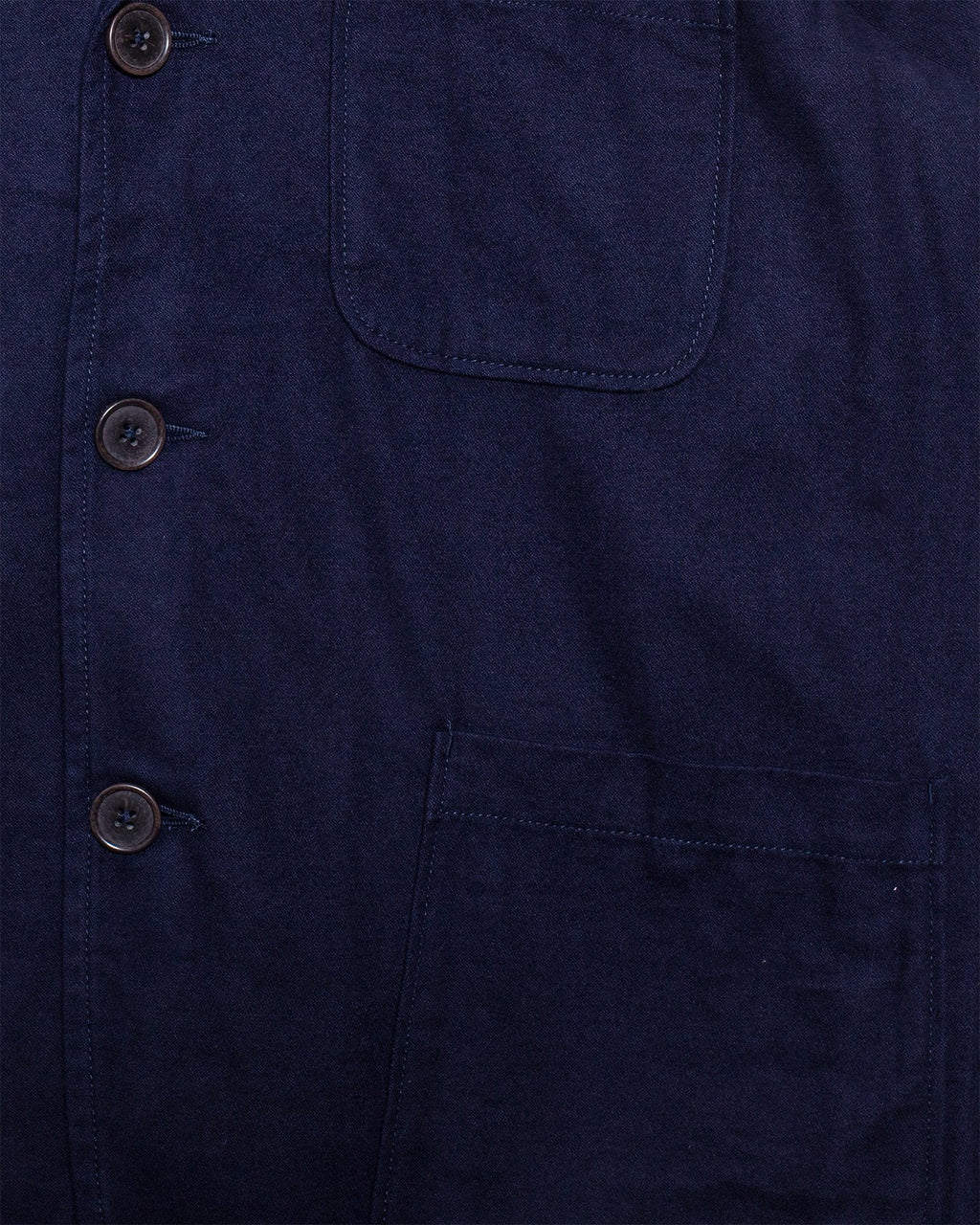 Three Button Jacket Navy Brushed Moleskin