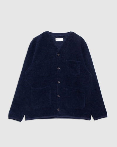 Cardigan Navy Wool Fleece