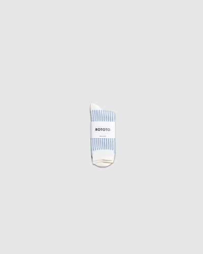 Vertical Stripe Socks - White Light Blue