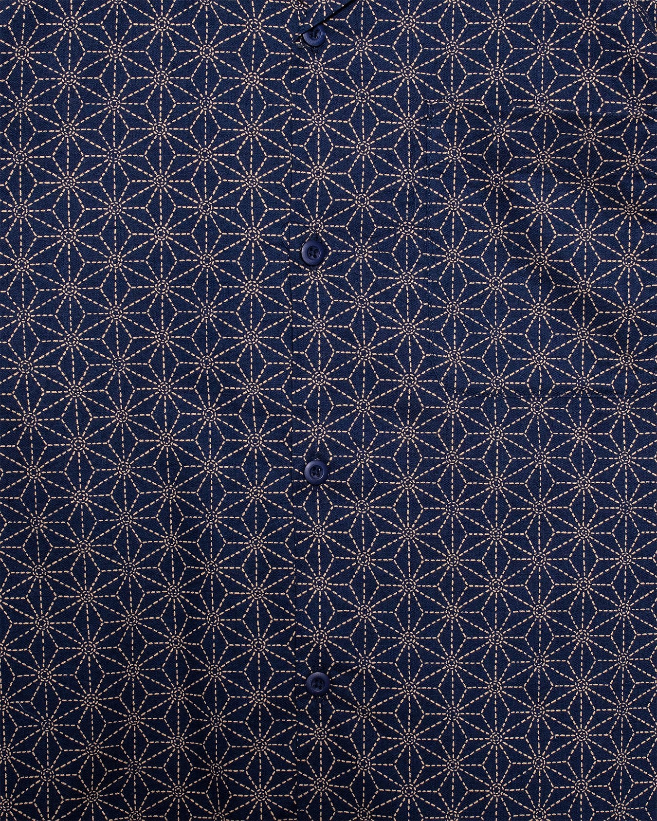 Wagara Navy Camp Collar Shirt