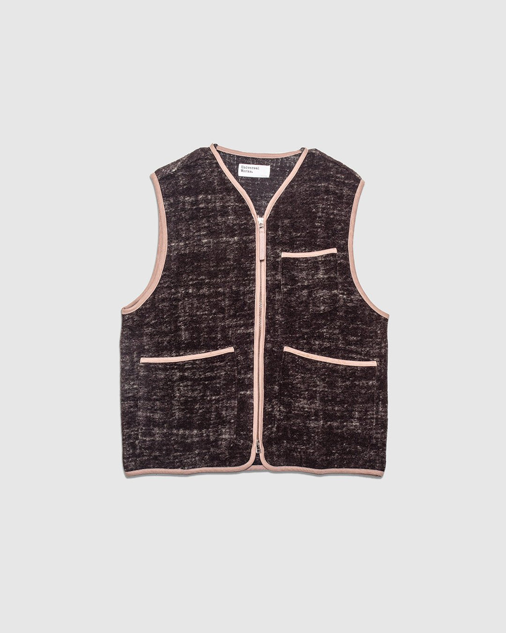 Marble Fleece Zip Gilet - Brown