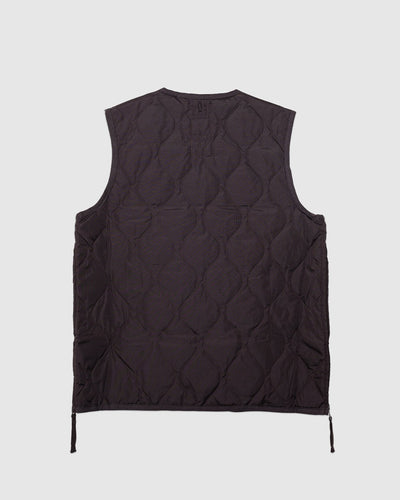 Military W-Zip V Neck Down Vest Dark Chocolate