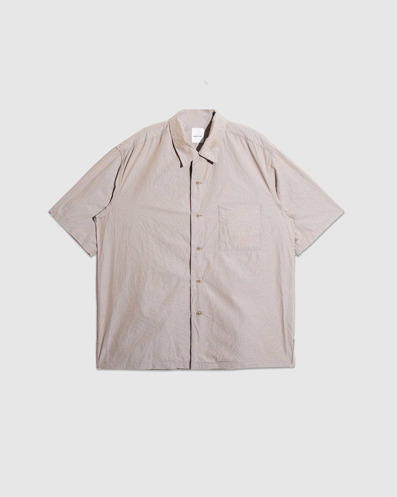 Crinkle Typewriter Open Collar Shirt - Gray
