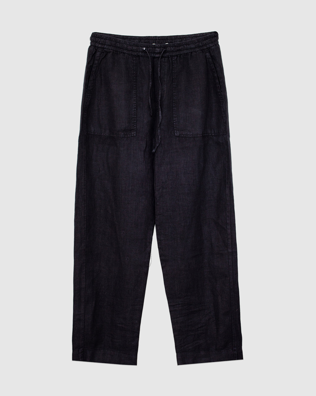 PANTS05LI Workers's Linen Drawstring Pants Deep Black