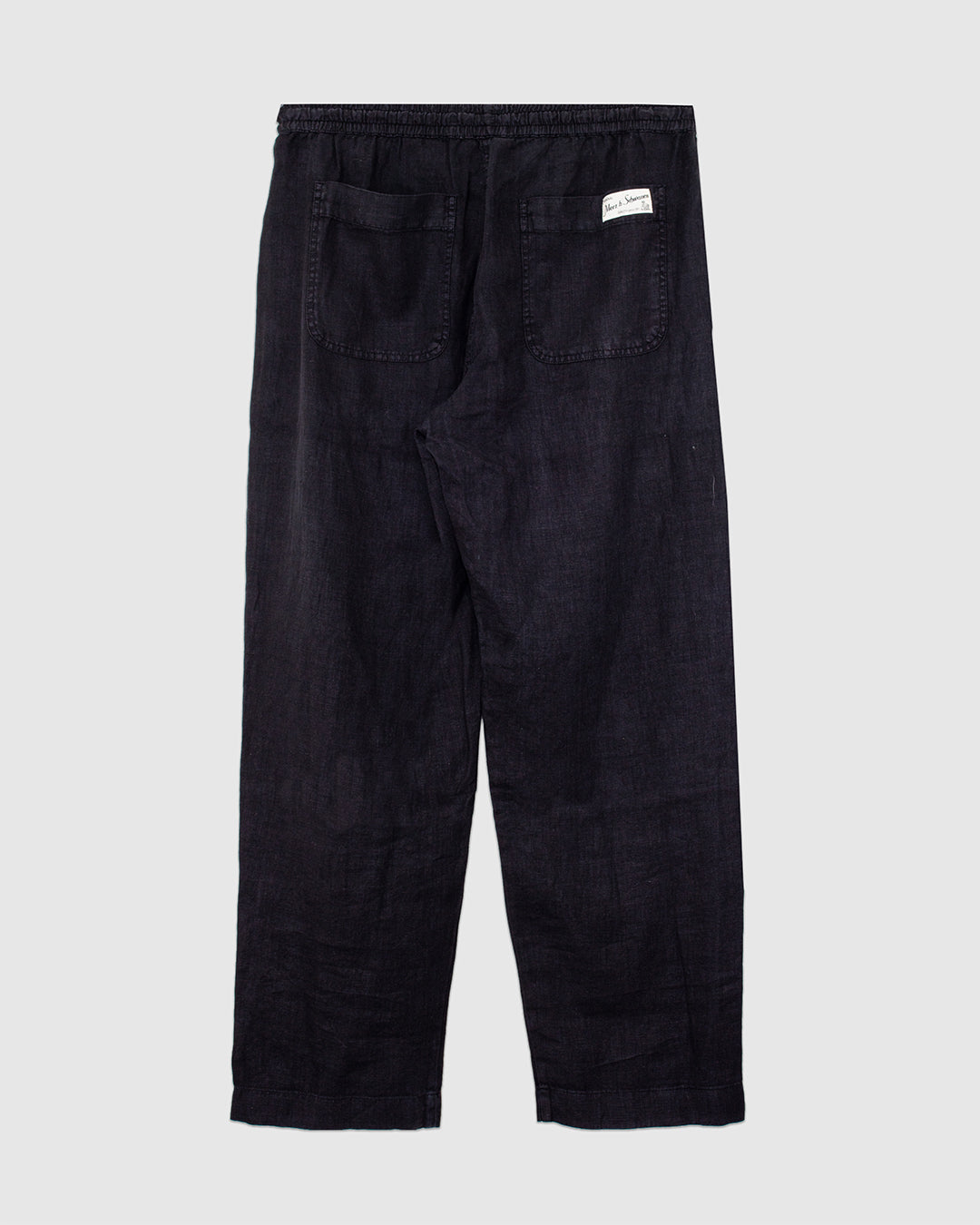 PANTS05LI Workers's Linen Drawstring Pants Deep Black