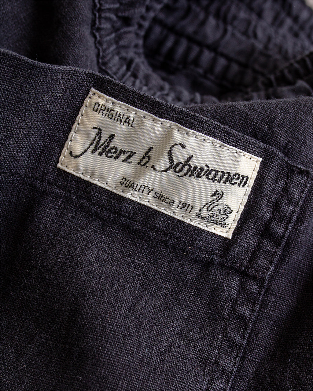 PANTS05LI Workers's Linen Drawstring Pants Deep Black