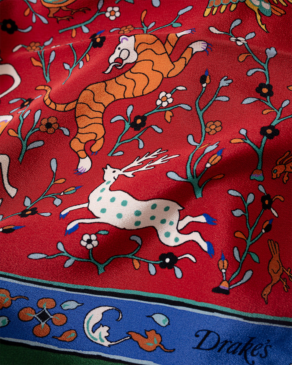 Animals and Flowers Print Bandana Red